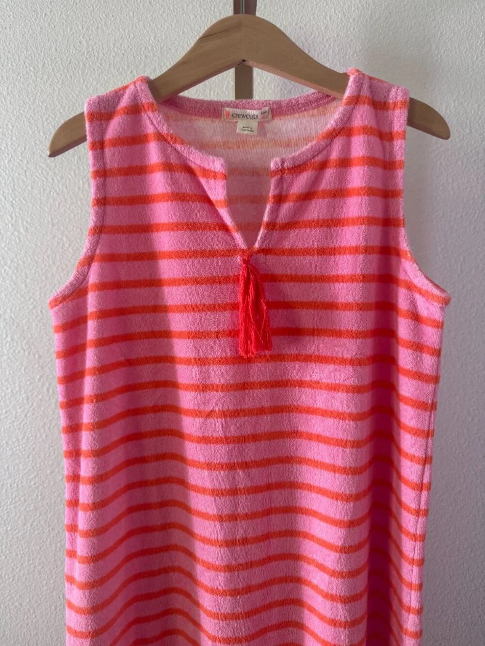 J.Crew Girls Terry Maxi Dress UPF 50 Pink Stripe Size 8
